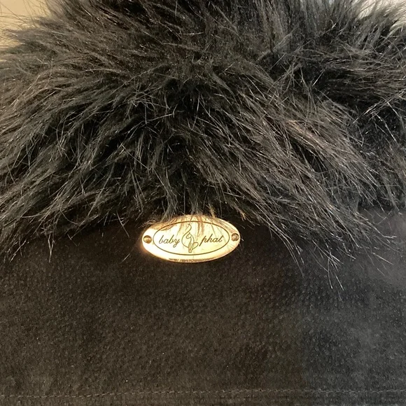 Baby Phat Black Leather Jacket with Faux Fur - Picture 5 of 15